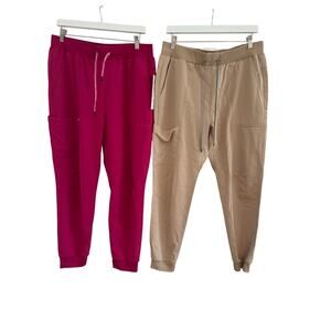 NWOT Fabletics Womens Large Short Scrub Joggers Chai Pink READ
